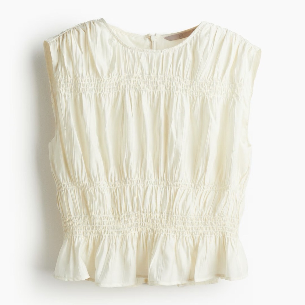 H&M Cream Smocked Blouse